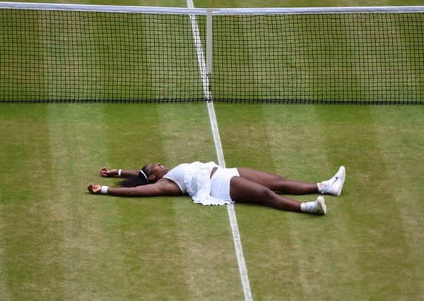 MOMENT OF TRIUMPH: Serena Williams celebrates beating Angelique Kerber in the ladies singles final . Picture: Andy Rain/PAinformation.