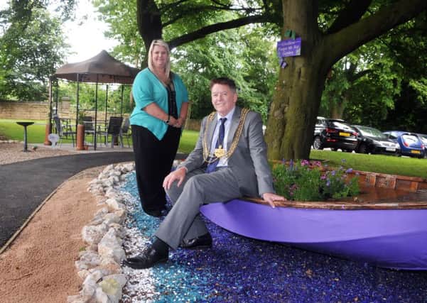 CALM: Manager Sarah Ibrahim and Lord Mayor Coun Gerry Harper in the garden.