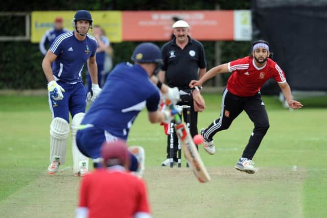 Bradford League T20 Final Day at Pudsey St Lawrence: Sohali Raz beats the bat for Methley in the semi-final against Hanging Heaton. He took 4-10 for  the day's best bowling figures. PIC: Steve Riding
