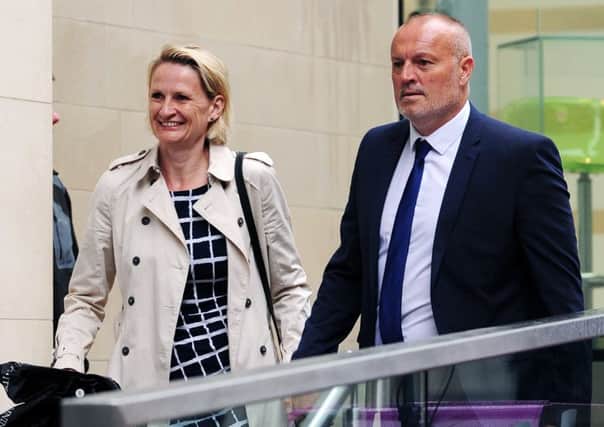 Ex Leeds United Education and Welfare Officer Lucy Ward and her partner former Leeds United manager Neil Redfearn arrive to find out her settlement, after winning her sexual discrimination and unfair dismissal case.
 9th June 2016.
Picture : Jonathan Gawthorpe