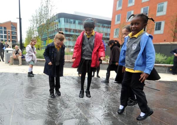 Youngsters from Carr Manor Primary School at the opening of Sovereign Square in Leeds city centre. Pictures: Tony Johnson.