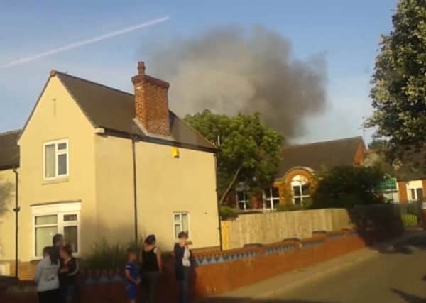 A cloud of smoke at the scene of the Airedale Junior School fire in Castleford.
