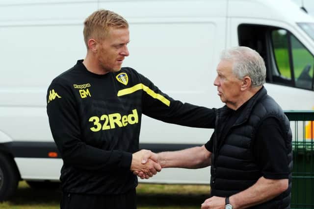 Leeds United's head coach Garry Monk meets Johnny Giles.
 Picture : Jonathan Gawthorpe