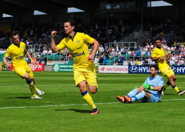 Marcus Antonsson celebrates his first goal in a Leeds United shirt.