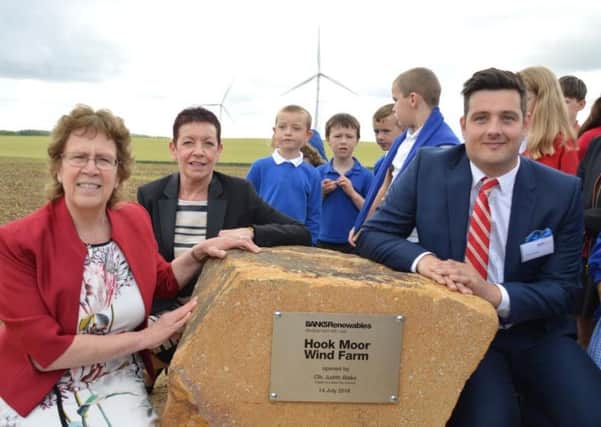 UNVEILING: Leeds City Council leader Coun Judith Blake (left) at the launch of Hook Moor wind farm.