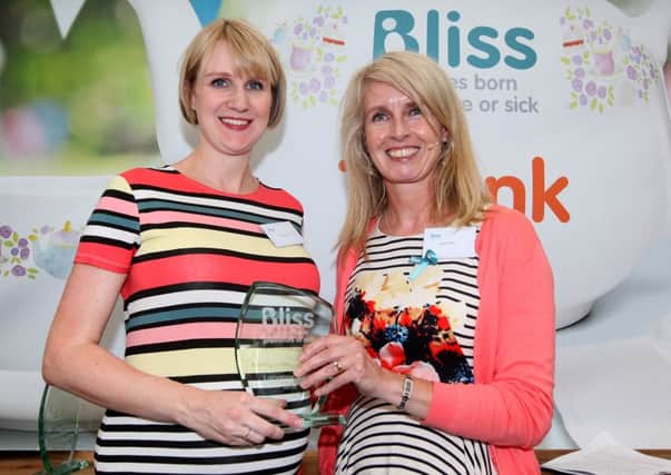 Bliss trustee Sarah Mullen with Lucyanne Harris and her 2016 Bliss award.