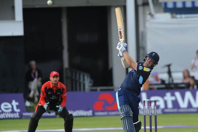 Travis Head goesmashed 175 from 139 balls agai nst Leicestershire for Yorkshire Vikings. Picture: SWPix.com