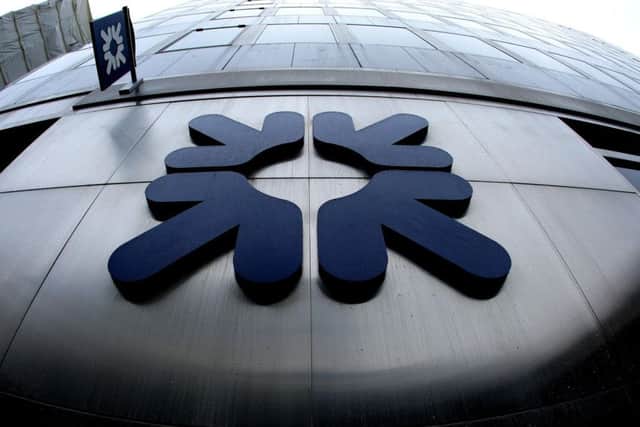 The RBS logo outside a branch of the Royal Bank of Scotland.