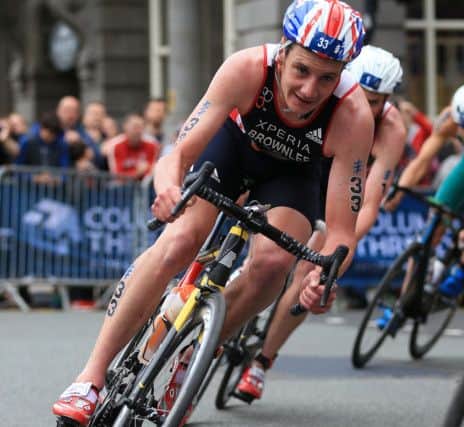 Great Britain's Alistair Brownlee on his way to winning the Elite Men's ITU World Triathlon Series in Leeds.  Sunday June 12 2016. Photo credit should read: Nigel French/PA Wire.