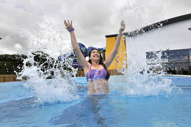 Tifanie Hogrel enjoys the outside pool at Scarborough's Waterpark