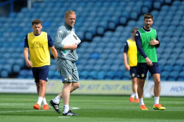 Garry Monk overseeing his first training session at Elland Road yesterday. PIC : Jonathan Gawthorpe