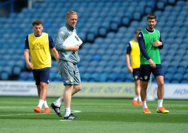 Garry Monk overseeing his first training session at Elland Road yesterday. PIC : Jonathan Gawthorpe