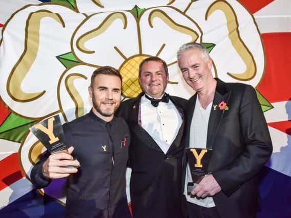 Gary Barlow, Sir Gary Verity & Tim Firth at the 2015 WRA at first direct arena, Leeds.