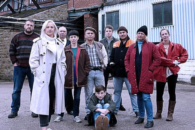 Some of the cast of Brassed Off, which features players from City of Bradford Brass Band and BD1.