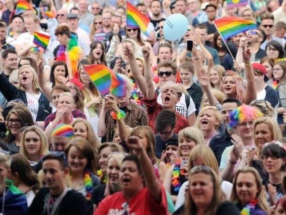 Crowds at the Leeds Pride event in August 2015