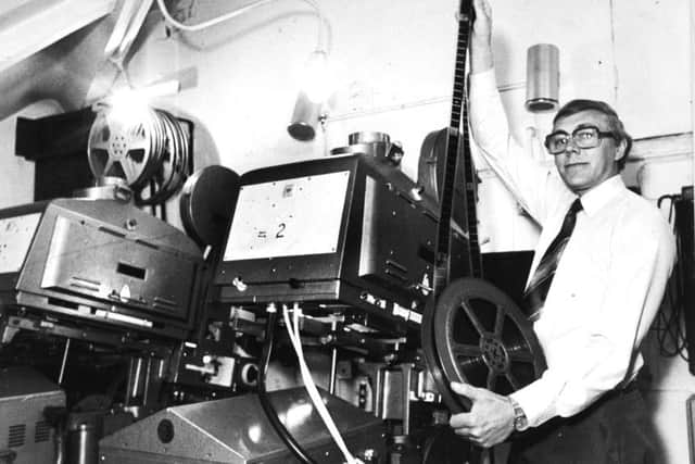 Geoff Thompson in the projection room at Hyde Park Picture House in 1985.