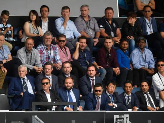 Massimo Cellino (front row, left) and Andrea Radrizzani (front row, third from left) at Sunday's clash with QPR.