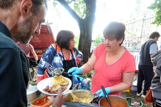 The group provides hot meals and food parcels to take away.