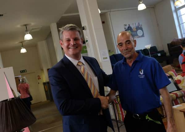 HELPING HAND: MP Stuart Andrew visited Emmaus Leeds to help with the charitys ongoing work.