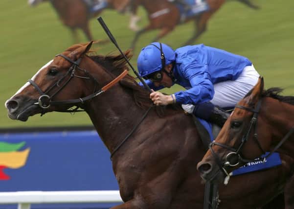Hawkbill ridden by William Buick before winning The Coral-Eclipse at Sandown in July.