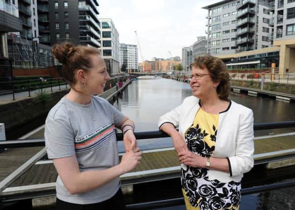 Leeds City Council leader Coun Judith Blake discusses the plans with Holly Bowman of Leeds Dock-based North Star Coffee Roasters.