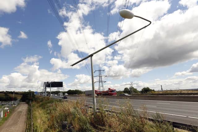 Picture of folding street lights on the M62. Pic: Glen Minikin