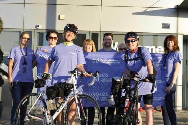 pedal power: Fundraisers Julie Benn and Andy Lindsay, who work for First Direct in Leeds.