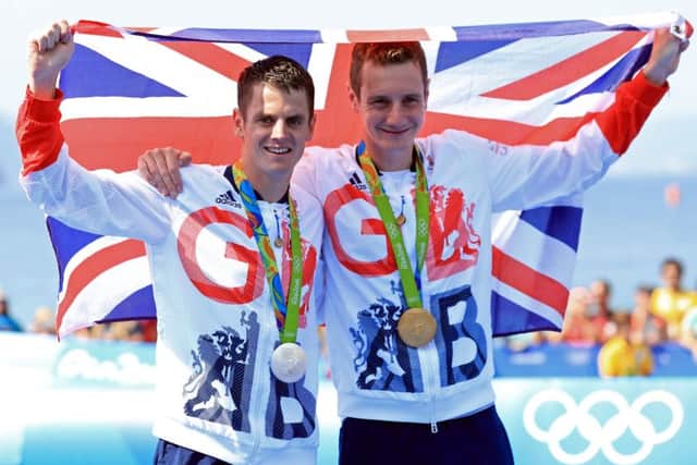 Jonny and Alistair Brownlee after the triathlon at the Rio Olympics.