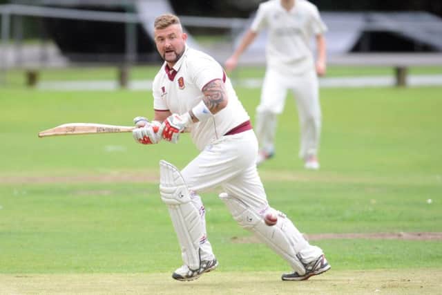 Horsforth Hall Park's Mark McEneaney clips a single against Olicanian. Picture: Steve Riding.