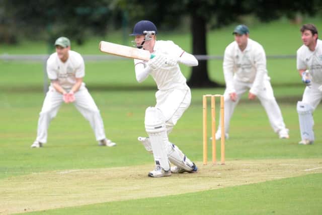 Horsforth Hall Park's Alex Rose strokes a four through the off side. Picture: Steve Ruiding.