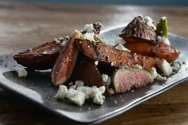 Sweet potato wedges, figs, chilli, goats cheese & honey. Picture by Bruce Rollinson.