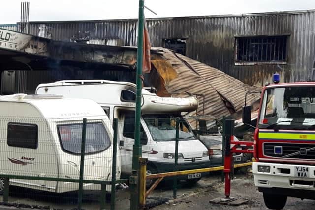 The aftermath of the fire at Mirfield Prestige. Picture: David Smith.