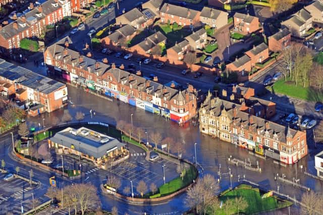 Aerial picture over the Kirkstall Road area of Leeds, West Yorkshire, where flooding has occurred after the monumental amount of rain has caused the river Aire to burst its banks. See Ross Parry copy RPYFLOODS