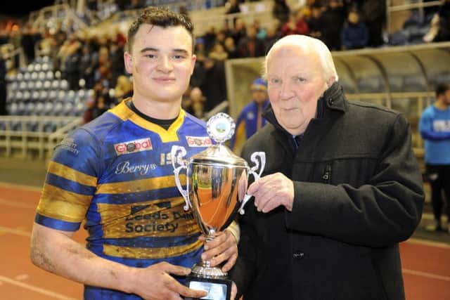 JANUARY 216:
Jordan Lilley receives the Lazenby Cup from Harry Jepson OBE.