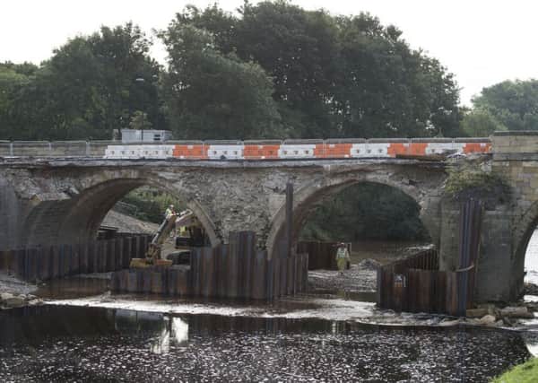Restoration works continue at Tadcaster Bridge. Picture: James Hardisty.