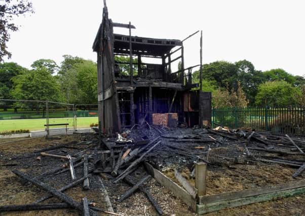 The fire damaged clubhouse at Potternewton Park Bowling Club.