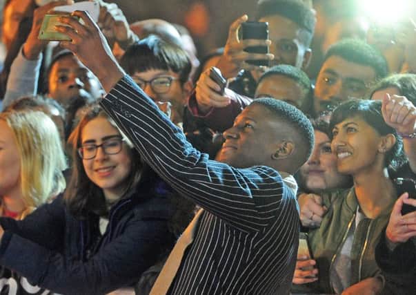 NOVEMBER 2015: Labrinth poses for selfies with the fans. PIC: Tony Johnson