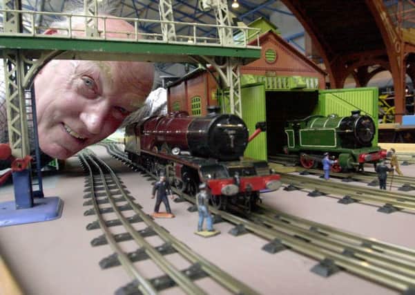 The Worlds largest portable pre-1964 Hornby model 'O' gauge railway set is to take centre stage at the National Railway Museum, York, over the Easter Weekend pictured Bernard Cook a member of the Hornby Railway Collectors Association.