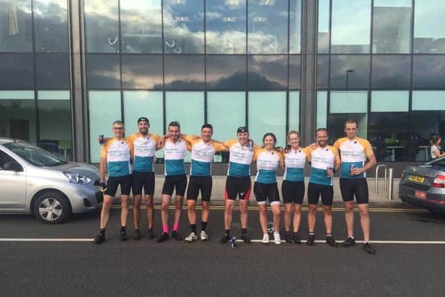 These cyclists from CreativeRace rode from London to Leeds to raise funds for Yorkshire Air Ambulance and St Gemma's Hospice.