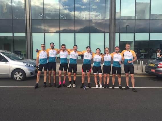 These cyclists from CreativeRace rode from London to Leeds to raise funds for Yorkshire Air Ambulance and St Gemma's Hospice.