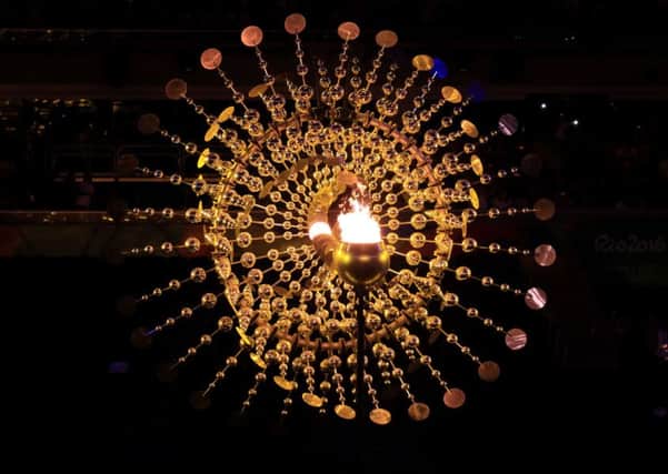 The Olympic Cauldron is lit during the opening ceremony of the 2016 Rio Paralympic Games at the Maracana, Brazil.