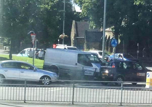 A tweeted picture of the crashed van