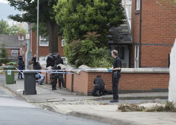 West Yorkshire Police cordoned off Hamilton Place, Chapeltown, Leeds, following a shooting near Jackie Smart Court.