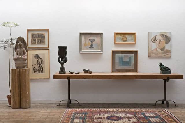 Collection: Showing the Buddha from the Prang Sam Yot Temple, Lopburi, Thailand (13th or 14th century)and works by Mario Sironi, Henri Gaudier-Brzeska and Ben Nicholson Kettles Yard University of Cambridge.  Photo: Paul Allitt