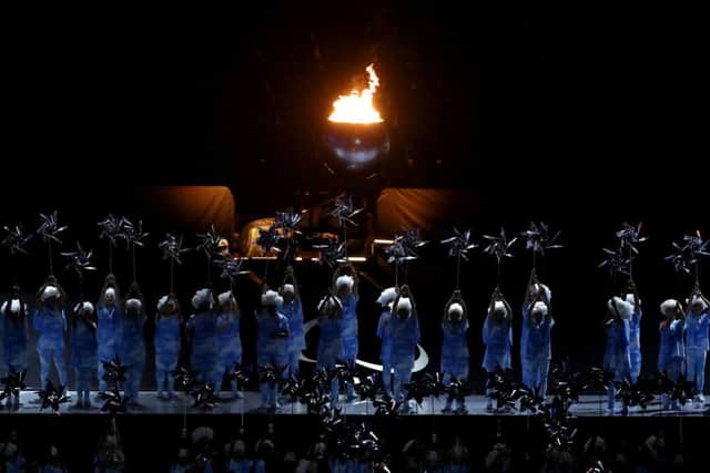 The Paralympic Flame is extinguished during the closing ceremony on the eleventh day of the 2016 Rio Paralympic Games