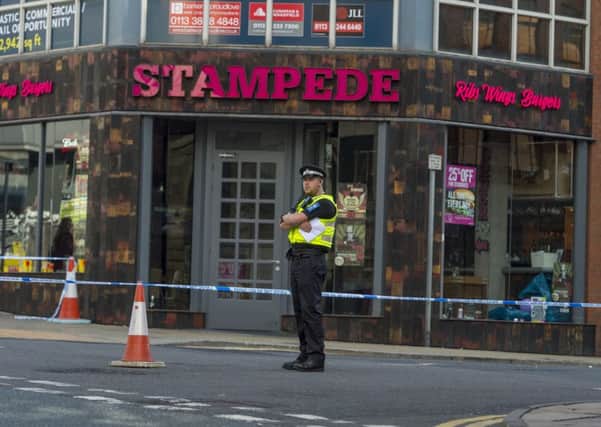 Date: 21st September 2016. Picture James Hardisty.
West Yorkshire Police have cordon part of Wormald Row, in Leeds City Centre, at the back of the St Johns Centre, near restaurant Stampede.