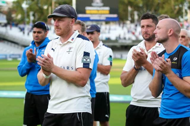 Yorkshire captain Andrew Gale looks dejected following the defeat.