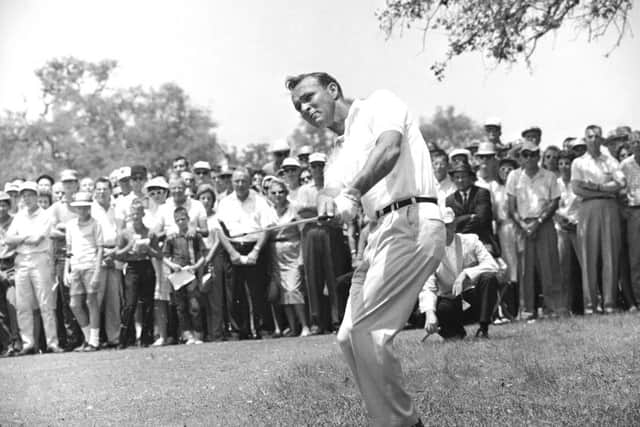 Arnold Palmer, pictured in 1962, enchanted TV audiences with his swashbuckling play and effortless charisma. (AP Photo/Ted Powers)