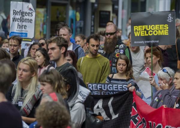 Leeds Stand Up to Racism held a rally in Briggate, Leeds, to show their support of migrants and refugees in the wake of an attack on a 28-year-old Polish man in Armley.