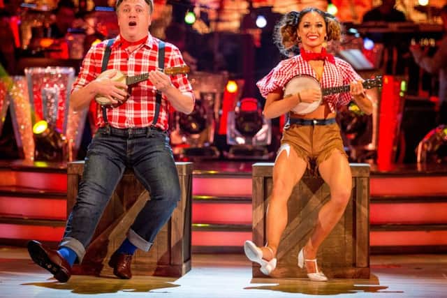 Ed Balls dances with partner Katya Jones on Saturday. Pic: BBC
